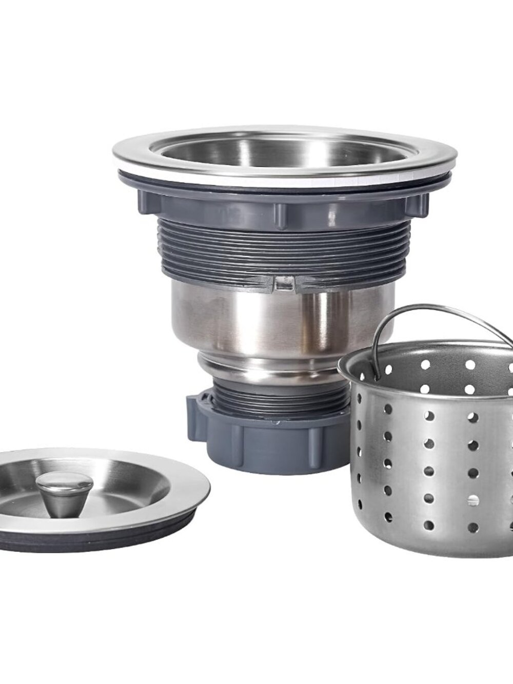 3-1/2 Inch Sink Drain Assembly Kit, Removable Deep Sink Strainer Basket with Sin